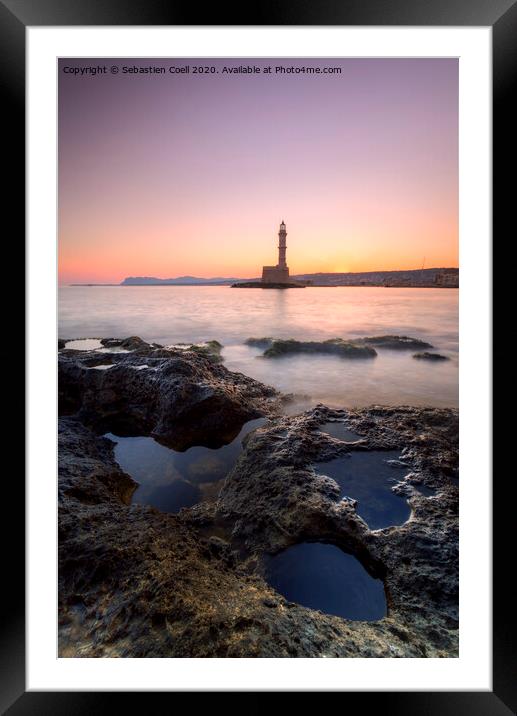 Cretes Lighthouse Framed Mounted Print by Sebastien Coell