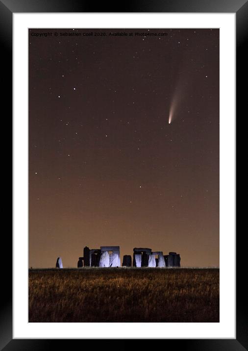 Stone Henge Neowise Framed Mounted Print by Sebastien Coell