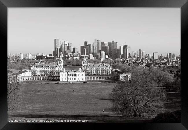 A Captivating View of Greenwich and Canary Wharf Framed Print by Paul Chambers