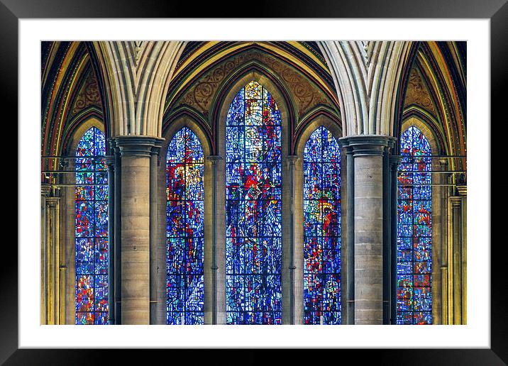 Salisbury Cathedral Stain Glass Window Framed Mounted Print by Paul Chambers