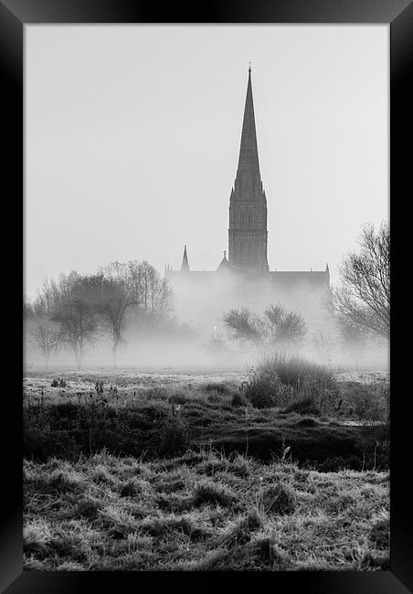  View of Salisbury Cathedral Mono Framed Print by Paul Chambers