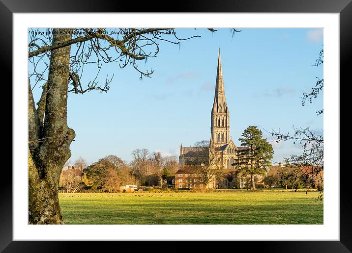 cathedral View across the water meadows Framed Mounted Print by Paul Chambers