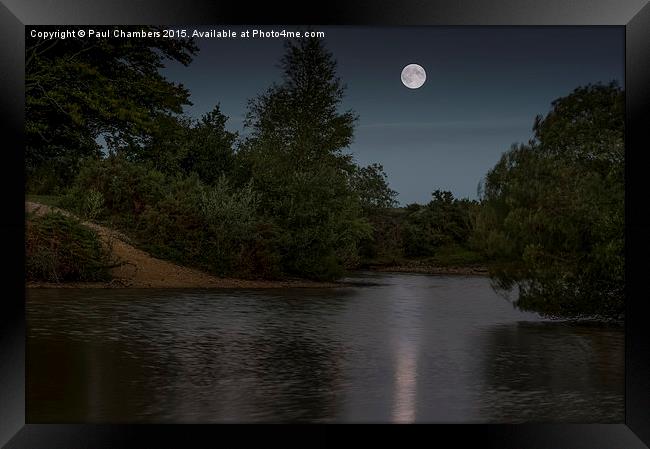  MoonLit Cadnam Pool New Forest Framed Print by Paul Chambers