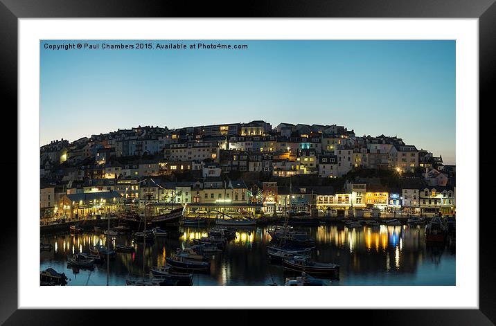 Brixham in Twilight. Framed Mounted Print by Paul Chambers