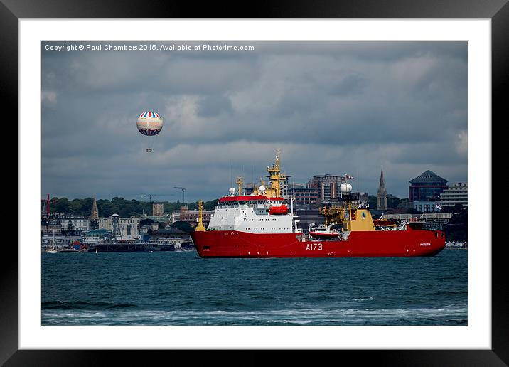 HMS Protector Framed Mounted Print by Paul Chambers