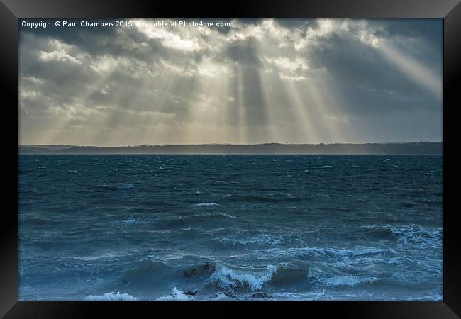  Crepuscular rays on the Solent Framed Print by Paul Chambers