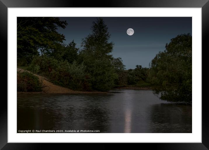 Moonlit Cadnam Pool Framed Mounted Print by Paul Chambers