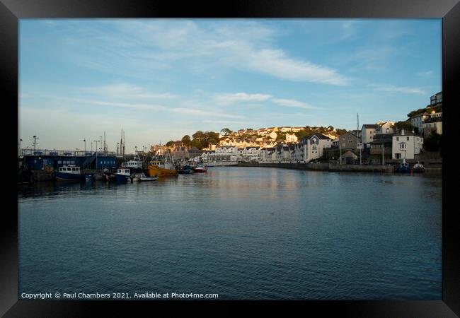 Brixham Harbour Devon with fishing trawlers moored Framed Print by Paul Chambers