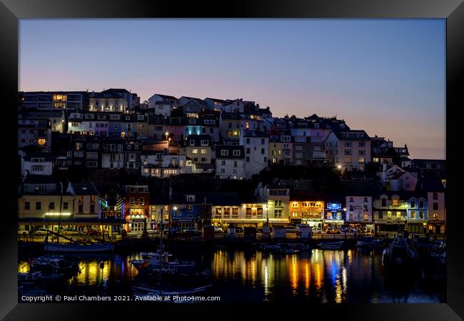 Houses and Businesses Brixham Harbour Devon at twi Framed Print by Paul Chambers