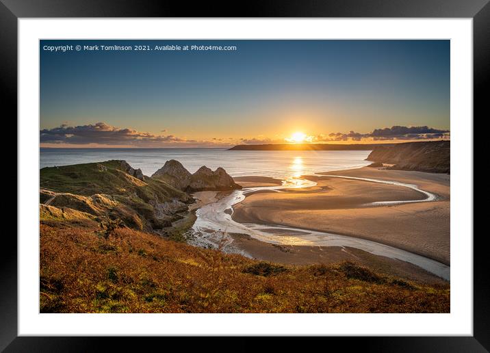 Sunset Over Three Cliffs Bay Framed Mounted Print by Mark Tomlinson