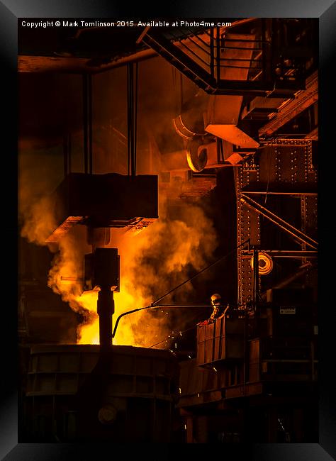  Checking the temperature of molten steel Framed Print by Mark Tomlinson