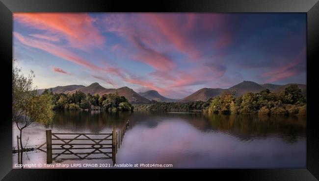 RAISED WATER LEVEL DERWENT WATER AT DUSK Framed Print by Tony Sharp LRPS CPAGB