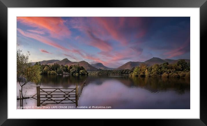 RAISED WATER LEVEL DERWENT WATER AT DUSK Framed Mounted Print by Tony Sharp LRPS CPAGB