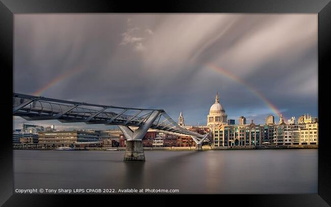 ST. PAUL'S CATHEDRAL WITH RAINBOW Framed Print by Tony Sharp LRPS CPAGB