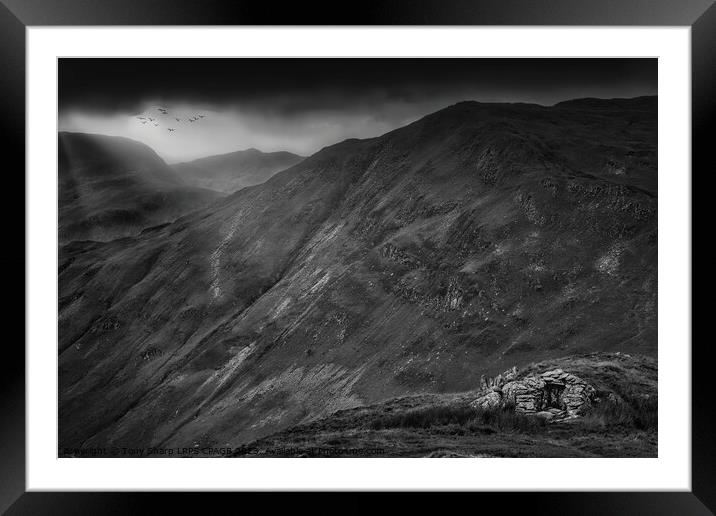SHELTER IN MATTERDALE - THE  LAKE DISTRICT (BLACK & WHITE) Framed Mounted Print by Tony Sharp LRPS CPAGB