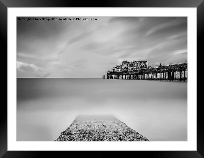  Hastings Pier in Monochrome Framed Mounted Print by Tony Sharp LRPS CPAGB