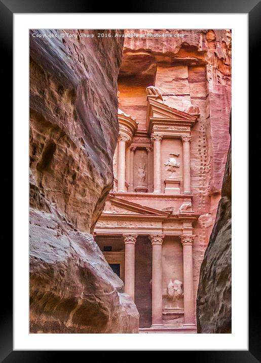 First Glimpse of the Treasury, Petra, Jordan Framed Mounted Print by Tony Sharp LRPS CPAGB