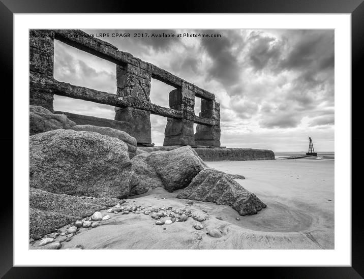 RYE HARBOUR WALL AT LOW TIDE Framed Mounted Print by Tony Sharp LRPS CPAGB