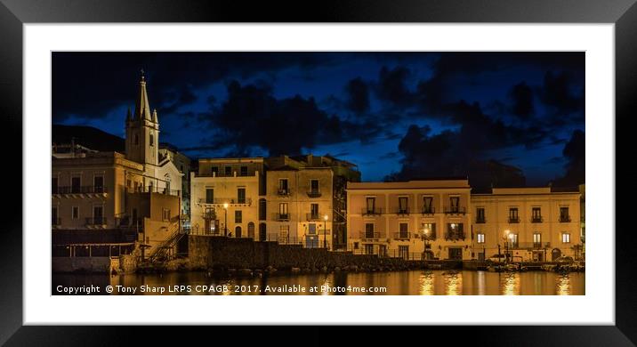 EVENING AT LIPARI HARBOUR, SICILY Framed Mounted Print by Tony Sharp LRPS CPAGB