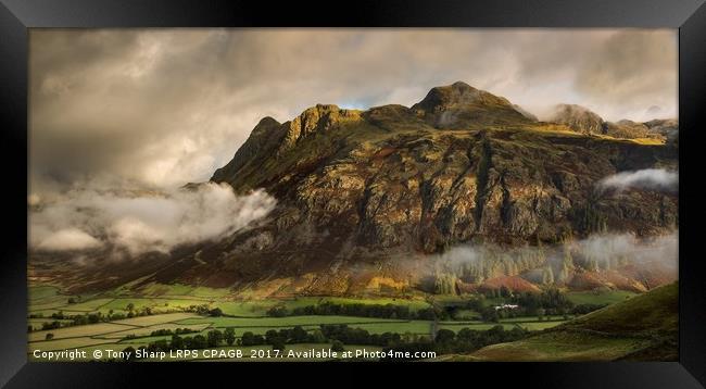 MAJESTIC LANGDALE PIKES SWATHED IN CLOUD Framed Print by Tony Sharp LRPS CPAGB