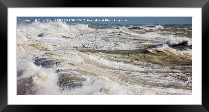STORM BRIAN -  OCTOBER 2017 (HASTINGS' COAST) Framed Mounted Print by Tony Sharp LRPS CPAGB