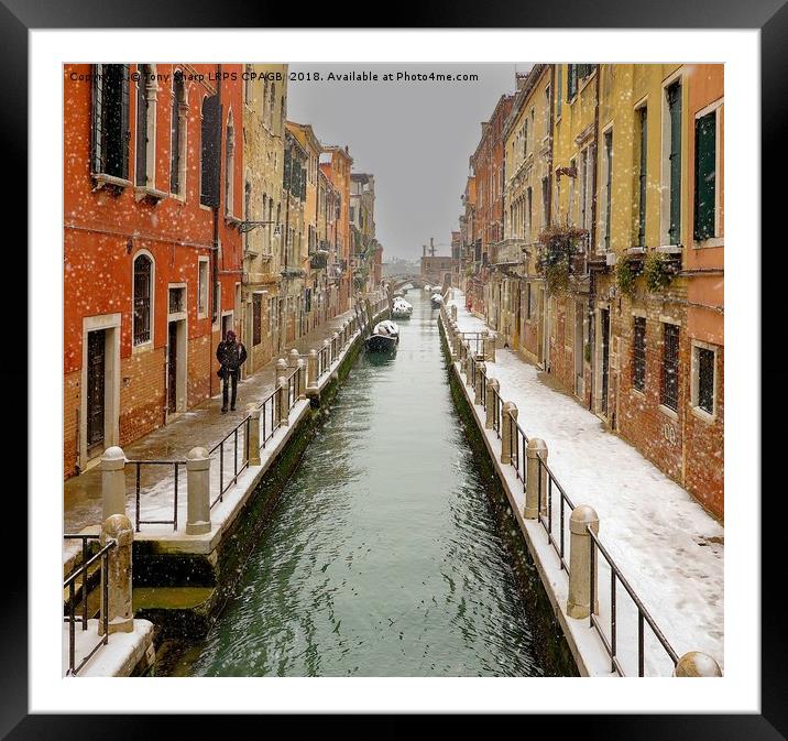 VENETIAN CANAL IN THE SNOW Framed Mounted Print by Tony Sharp LRPS CPAGB