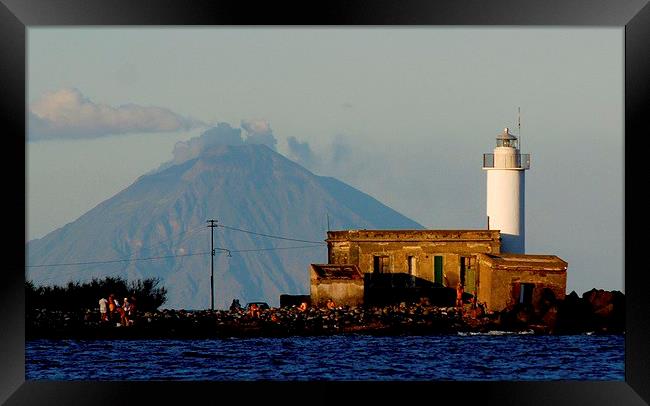 Lighthouse and vulcano. Framed Print by Pietro Magnabosco