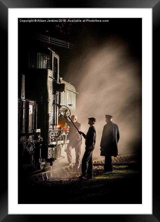  Passing of the Token on The Steam Railway Framed Mounted Print by Alison Jenkins