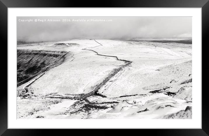 Ingleborough Descent Framed Mounted Print by Reg K Atkinson