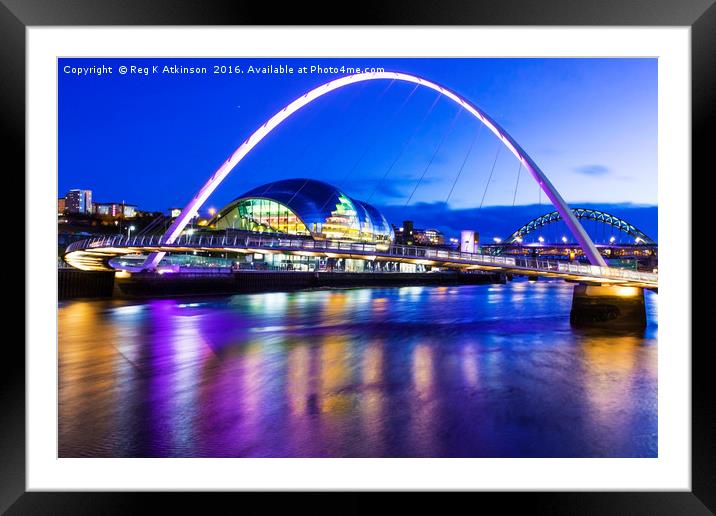 Newcastle Quay Bridges Framed Mounted Print by Reg K Atkinson