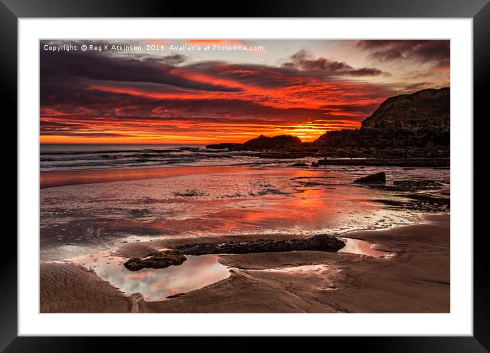 Sunrise Over Featherbed Rock Framed Mounted Print by Reg K Atkinson