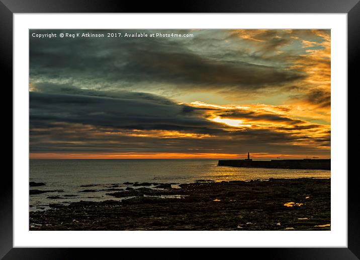 Sunrise At Seaham Pier Framed Mounted Print by Reg K Atkinson