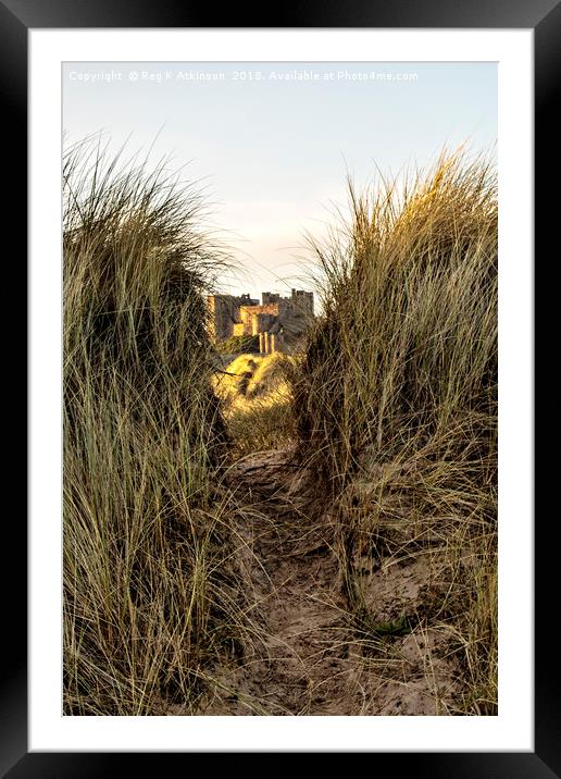 Bamburgh Through The Dunes Framed Mounted Print by Reg K Atkinson