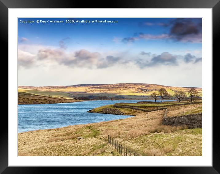Grassholme Reservoir - Durham Framed Mounted Print by Reg K Atkinson