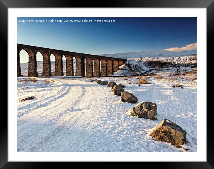 Ribblehead Viaduct - Winter Framed Mounted Print by Reg K Atkinson
