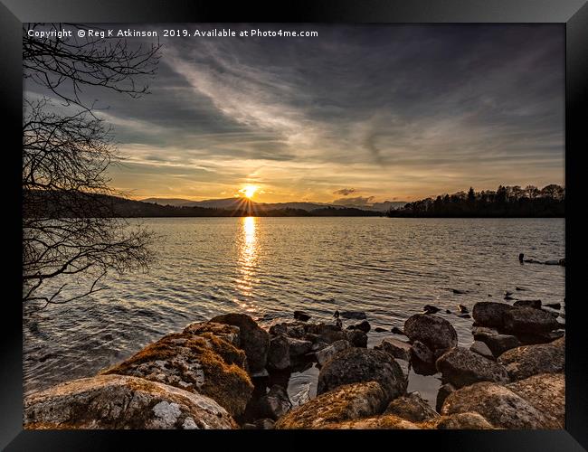 Windermere Sunset Framed Print by Reg K Atkinson