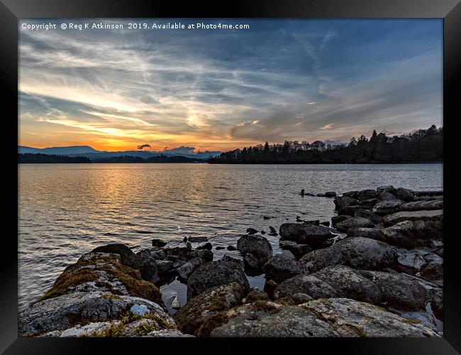 Windermere Sunset Framed Print by Reg K Atkinson