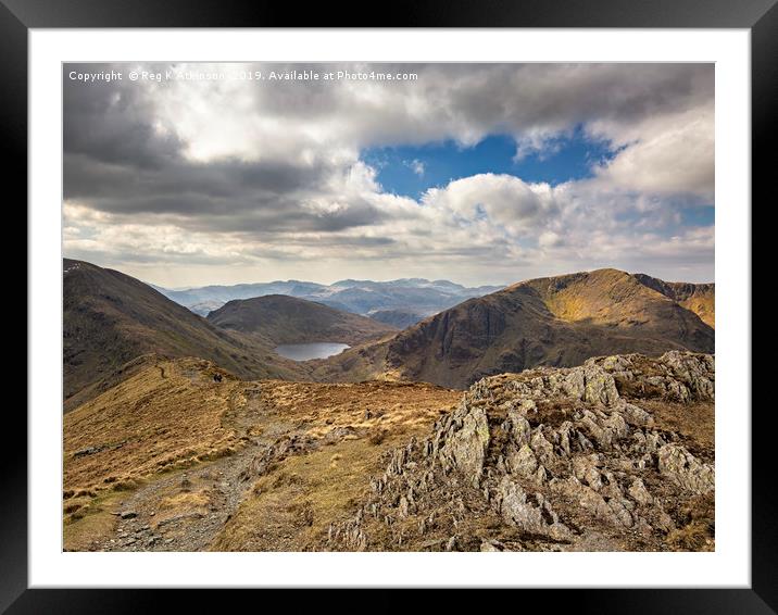 Griesdale Tarn From St Sunday Crag Framed Mounted Print by Reg K Atkinson