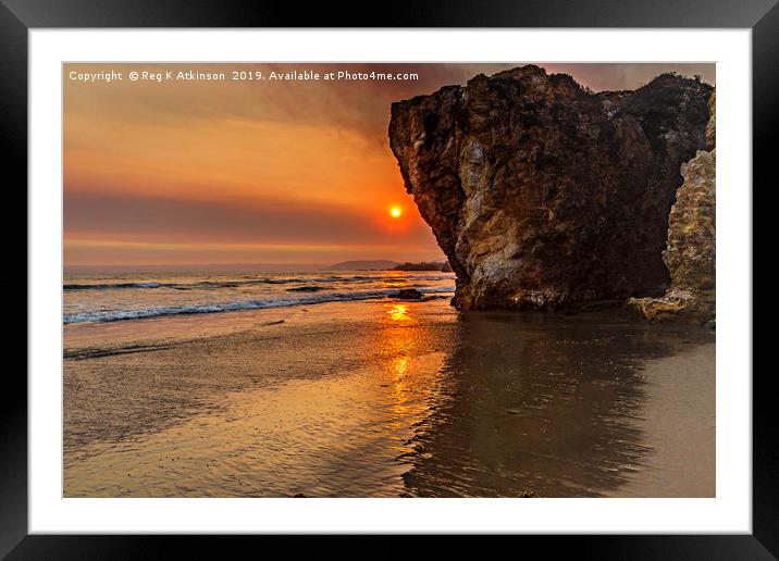 Pismo Beach Sunset Framed Mounted Print by Reg K Atkinson