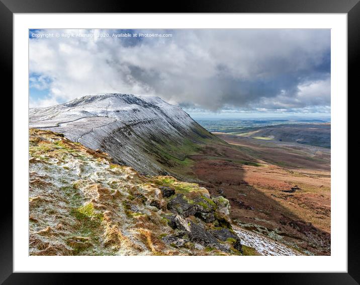 Ingleborough Top  Framed Mounted Print by Reg K Atkinson