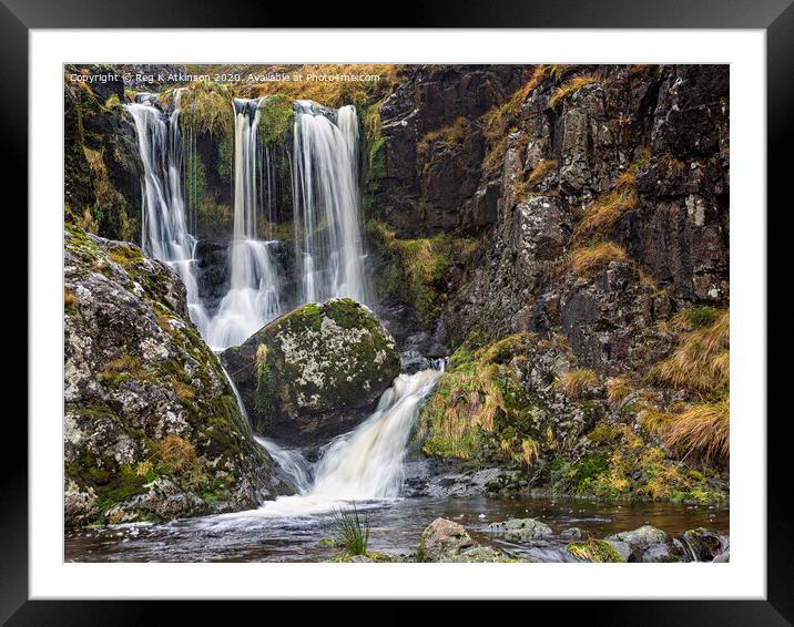 The Three Sisters Waterfall Framed Mounted Print by Reg K Atkinson