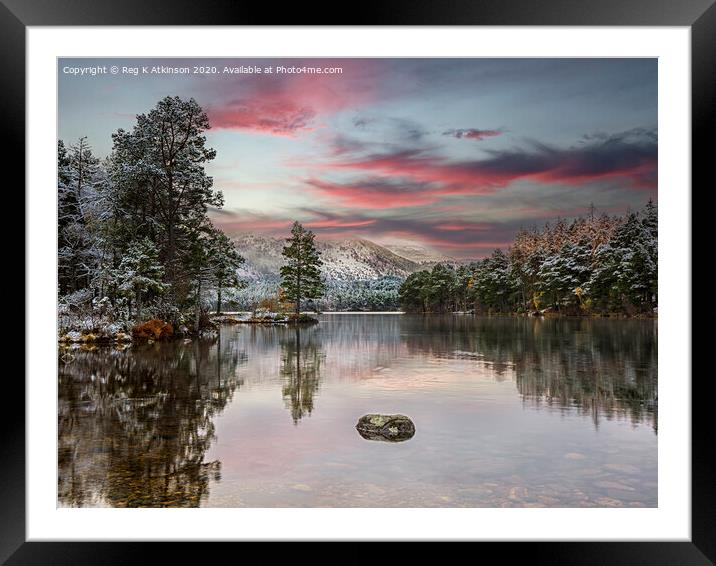 Loch an Eilein Winter Sunset Framed Mounted Print by Reg K Atkinson