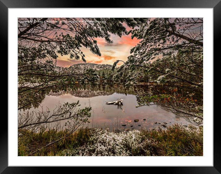Winter Sunset at The Loch Framed Mounted Print by Reg K Atkinson