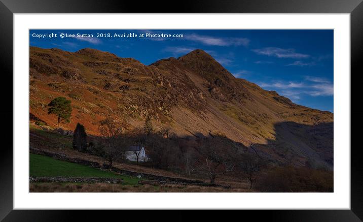 In the shadow of a mountain Framed Mounted Print by Lee Sutton