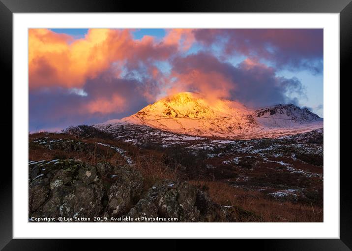 Moelwyn Bach Sunset Framed Mounted Print by Lee Sutton