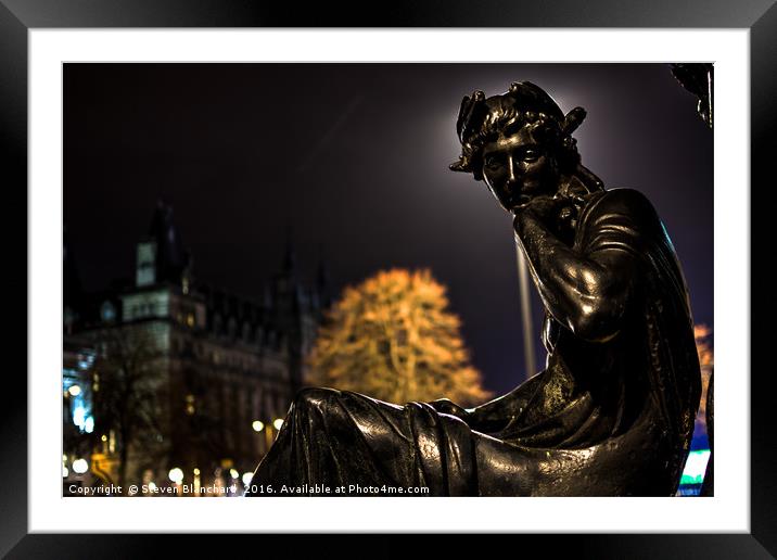 Water fountain statue  Framed Mounted Print by Steven Blanchard