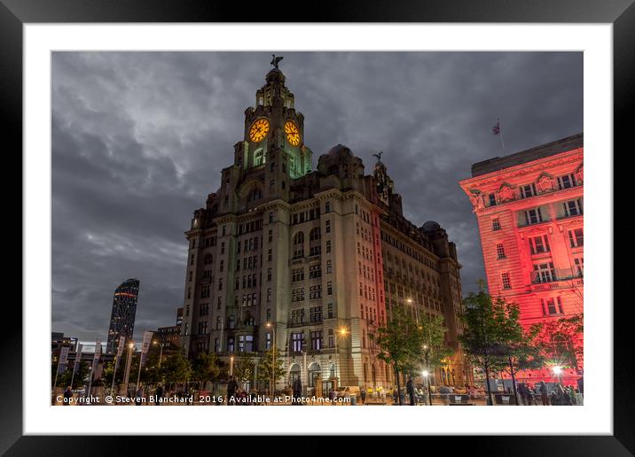 Liver building Liverpool pier head Framed Mounted Print by Steven Blanchard
