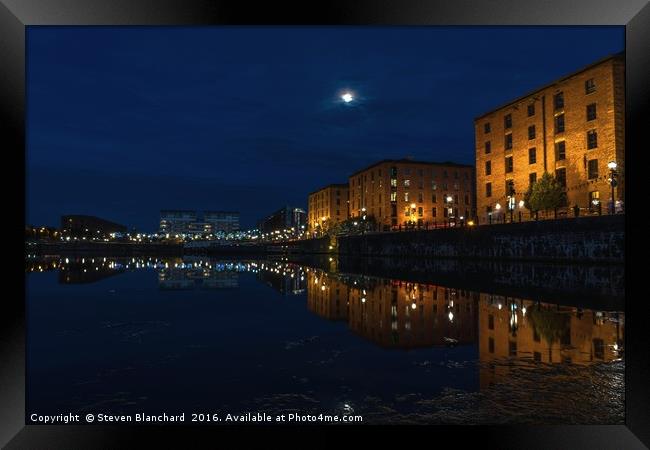 Salthouse dock Liverpool at night 2 Framed Print by Steven Blanchard
