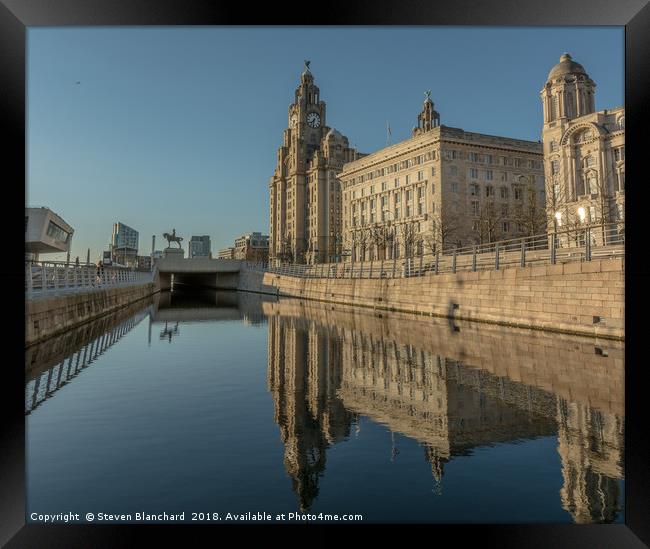 Liver building summers day Framed Print by Steven Blanchard