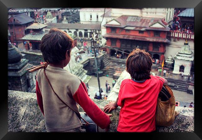  Kathmandu Boys Framed Print by Jamie Mitchell